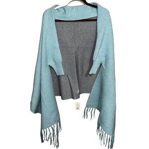 R Fashions Apparel & Assessories Teal Fuzzy Fringed Scarf/Wrap/Shawl Sleeves NWT